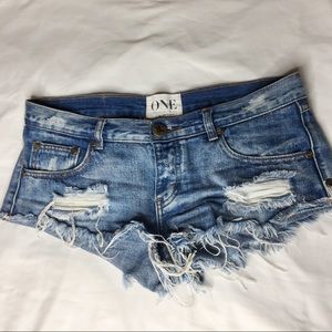 ONE TEASPOON DISTRESSED DENIM SHORTS